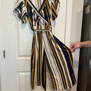 Striped Navy and Mustard Romper